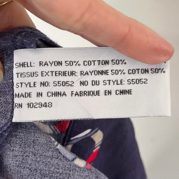 Tulle Women's Wrap Skirt Size L Navy Blue Maritime Print Patterned Knee Length - Picture 8 of 9